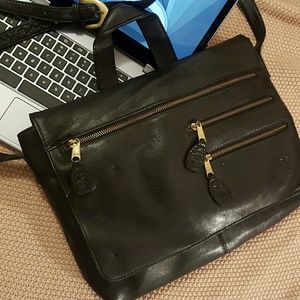 NEW Black Leather FRYE Messenger / Shoulder Bag